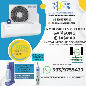 PROMO CONDIZIONATORE MONOSPLIT SAMSUNG MONOSPLIT INVERTER POMPA DI CALORE E REFRIGERANTE R32 A